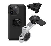Quad Lock Support Téléphone pour Guidon de Moto Pro Chromé avec Amortisseur de Vibrations et Coque MAG pour iPhone 14 Pro