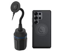 Quad Lock Support Téléphone Voiture pour Porte-Gobelet avec Étui MAG Galaxy S25 Ultra et Tête de Recharge sans Fil MAG (V2)