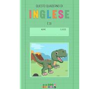 Quaderno A5 a righe A con margini | Inglese | Prima seconda elementare | Tema Animali Dinosauri | Zoo School