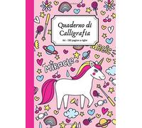 Quaderno Di Calligrafia A4 Righe 120 Pagine: Ideale Per Esercitarsi Nella Calligrafia E Lettering. Unicorno