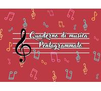 Quaderno musicale pentagrammato per bambini, con 4 pentagrammi per pagina: Formato piccolo A5, orizzontale e pentagramma grande.