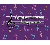 Quaderno musicale pentagrammato per bambini, con 4 pentagrammi per pagina: Formato piccolo A5 orizzontale e pentagramma grande