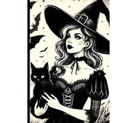 Quaderno Strega e Gatto Nero: Diario Magico 100 Pagine a Righe - Estetica Gotica Halloween
