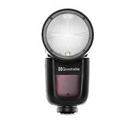 Quadralite Stroboss V1 Flash Cobra pour Canon || Flash Speedlite TTL avec tête Ronde * 480 éclairs * Lampe Pilote LED * déclenchement sans Fil * Compatible TTL M Multi * 1.5 s Recyclage