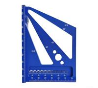 Quadrant carré en aluminium usiné CNC - Outil de mesure multi-angles de précision avec échelle gravée claire pour le travail du bois professionnel et la disposition du métal (bleu - métrique)