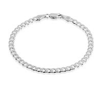 QUADRI - Bracelet en argent 925 - élégant avec chaîne cubaine à facettes pour Homme Femme largeur du maillon 5 mm - longueur 18 cm - Certifié Made in Italy