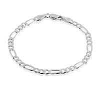 QUADRI - Bracelet en argent 925 - élégant avec Chaîne Figaro à Facettes pour Homme Femme Largeur du Maillon 5 mm - Longueur 20 cm - Certifié Made in Italy
