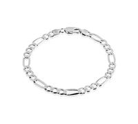 QUADRI - Bracelet en argent 925 - élégant avec Chaîne Figaro à Facettes pour Homme femme Largeur du maillon 7 mm - Longueur 20 cm - Certifié Made in Italy