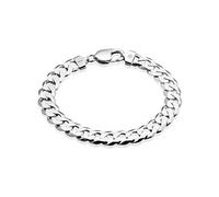 QUADRI - Bracelet en argent 925 Extra brillant- élégant avec chaîne cubaine à facettes pour Homme Femme largeur du maillon 10 mm - longueur 20 cm - Certifié Made in Italy