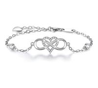 QUADRI Bracelet Femme Symbole de l'Infini avec Zircon Cubique - Idée Cadeau Bracelets Infini pour Noël Anniversaire Saint-Valentin - Longueur 18.30 cm + 2 Extensions