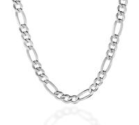 QUADRI - Collier en Argent 925 - élégant avec Chaîne Figaro à Facettes pour Homme Femme Largeur du Maillon 7 mm - longueur 61 cm - Certifié Made in Italy