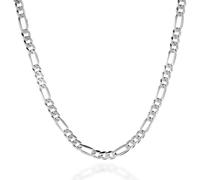 QUADRI - Collier Homme or Femme en Argent 925 - Largeur du Maillon 5 mm - Cadeau Homme Femme - Longueur collier homme 66 cm - Motif Figaro à Facettes - Certifié Made in Italy