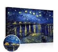 Quadri L&C ITALIA - Van Gogh Nuit étoilée sur le Rhône - Cadre moderne impression 70 x 50 cm impression sur toile auteurs reproductions Art ameublement moderne Décoration pour la maison