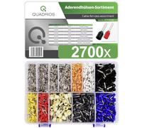 Quadrios 201711C002 Assortiment d'embouts simples partiellement isolé blanc, noir, gris, bleu, rouge, jaune, blanc, orange