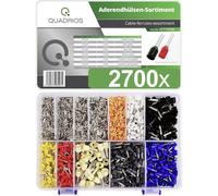 Quadrios 201711C002 Assortiment d'embouts simples partiellement isolé blanc, noir, gris, bleu, rouge, jaune, blanc, orange