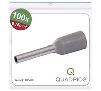 Quadrios 22C426 Embout simple d'extrémité de câble 0.75 mm² partiellement isolé gris 1 set