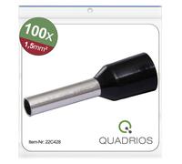 Quadrios 22C428 Embout simple d'extrémité de câble 1.5 mm² partiellement isolé noir 1 set