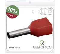 Quadrios 22C435 Embout double d'extrémité de câble 1 mm² partiellement isolé rouge 1 set