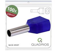 Quadrios 22C437 Embout double d'extrémité de câble 2.5 mm² partiellement isolé bleu 1 set