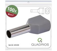 Quadrios 22C438 Embout double d'extrémité de câble 4 mm² partiellement isolé gris 1 set