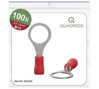 Quadrios 22C445 Cosse à oeillet Section max.=1.5 mm² Ø du trou=10.5 mm partiellement isolé rouge 1 set