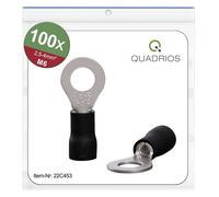 Quadrios 22C453 Cosse à oeillet Section max.=4.0 mm² Ø du trou=6.5 mm partiellement isolé noir 1 set