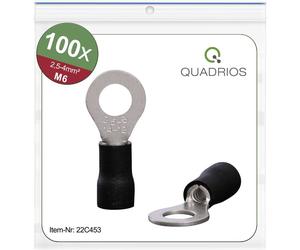 Quadrios 22C453 Cosse à oeillet Section max.=4.0 mm² Ø du trou=6.5 mm partiellement isolé noir 1 set