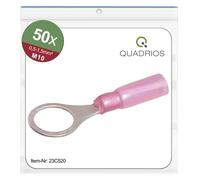 Quadrios 23C520 Cosse à oeillet Section max.=1.5 mm² Ø du trou=10.5 mm partiellement isolé rouge 50 pc(s)