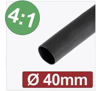Quadrios 24CA304 Gaine thermorétractable avec colle noir 40 mm 10 mm Taux de retreint:4:1 Marchandise vendue au mètre