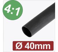 Quadrios 24CA304 Gaine thermorétractable avec colle noir 40 mm 10 mm Taux de retreint:4:1 Marchandise vendue au mètre