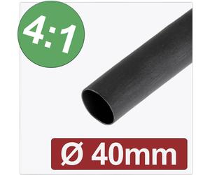 Quadrios 24CA304 Gaine thermorétractable avec colle noir 40 mm 10 mm Taux de retreint:4:1 Marchandise vendue au mètre