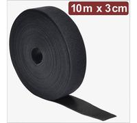Quadrios 24CA308 Bande auto-agrippante pour grouper partie velours et partie agrippante (L x l) 10 m x 3 cm noir 10 m