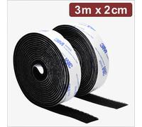 Quadrios 24CA320 Bande auto-agrippante à coller partie velours et partie agrippante (L x l) 3 m x 2 cm noir 3 m