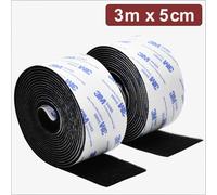 Quadrios 24CA322 Bande auto-agrippante à coller partie velours et partie agrippante (L x l) 3 m x 5 cm noir 3 m