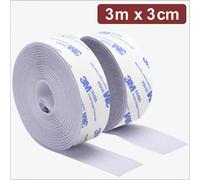 Quadrios 24CA324 Bande auto-agrippante à coller partie velours et partie agrippante (L x l) 3 m x 3 cm blanc 3 m