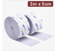 Quadrios 24CA325 Bande auto-agrippante à coller partie velours et partie agrippante (L x l) 3 m x 5 cm blanc 3 m