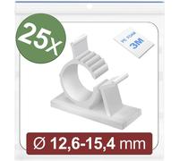 Quadrios 24CA447 Embase de fixation autocollant 24CA447 Plage de Ø du faisceau 12.6 à 15.4 mm blanc 25 pc(s)