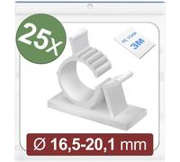 Quadrios 24CA448 Embase de fixation autocollant 24CA448 Plage de Ø du faisceau 16.5 à 20.1 mm blanc 25 pc(s)
