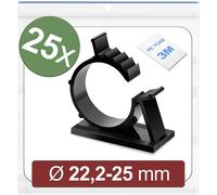 Quadrios 24CA454 Embase de fixation autocollant 24CA454 Plage de Ø du faisceau 22.2 à 25 mm noir 25 pc(s)