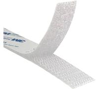 Quadrios 25CA530 Bande auto-agrippante à coller partie velours et partie agrippante blanc Marchandise vendue au mètre