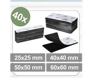 Quadrios 25CA666 Pastilles rondes auto-agrippantes à coller partie velours et partie agrippante (L x l) 60 mm x 60 mm noir 40 pc(s)