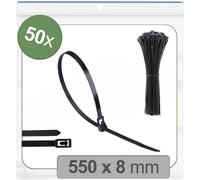 Quadrios 25CA701 25CA701 Serre-câble 550 mm 8 mm noir réouvrable, avec fermeture à levier, stabilisé aux UV, résistant au