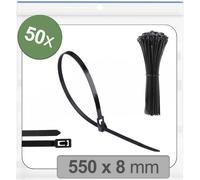 Quadrios 25CA701 25CA701 Serre-câble 550 mm 8 mm noir réouvrable, avec fermeture à levier, stabilisé aux UV, résistant aux intempéries 50 pc(s)