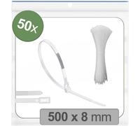 Quadrios 25CA717 25CA717 Serre-câble 500 mm 8 mm blanc réouvrable, avec fermeture à levier, stabilisé aux UV, résistant aux