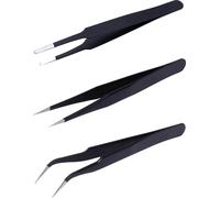 Quadrios 25EC176 antistatique (ESD) Pince brucelle ESD pointue, plate, pointe en forme de faucille