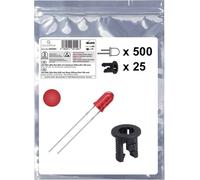 Quadrios 25O201 Assortiment de LEDs rouge rond 3 mm 700 mcd 20 mA 2.0 V