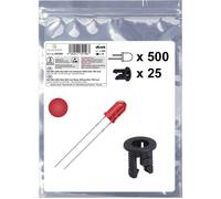 Quadrios 25O201 Assortiment de LEDs rouge rond 3 mm 700 mcd 20 mA 2.0 V Package