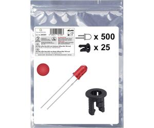 Quadrios 25O201 Assortiment de LEDs rouge rond 3 mm 700 mcd 20 mA 2.0 V Package