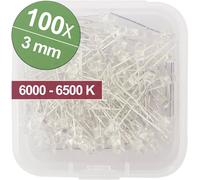 Quadrios Assortiment de LEDs blanc froid 3 mm 20 mA 3.0 V