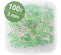 Quadrios Assortiment de LEDs vert 3 mm 20 mA 2.0 V